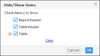 Hiding and displaying report elements
