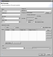 Figure 16-14 Selection values field and Import Values button in Edit Parameter