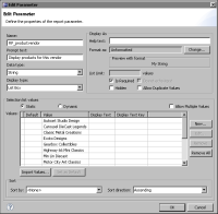 Figure 12-25 Edit Parameter displaying the values that appear in the list box