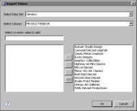Figure 12-24 Import Values, showing the data set field values to import