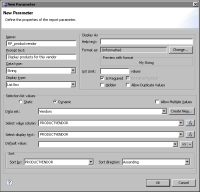 Figure 12-18 Complete definition of the RP_productvendor report parameter
