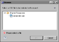 Figure 6-8 Browse showing the CSS file in the resource folder