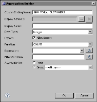 Figure 7-10 Aggregation Builder displaying values for getting the count of customers in each credit limit group