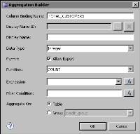 Figure 7-16 Aggregation Builder displaying values for getting the count of customers in the table