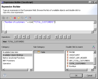 Figure 7-17 The expression builder displaying the expression that refers to the TOTAL_CUSTOMERS column binding