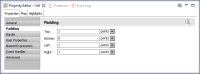 Figure 7-25 Property Editor showing padding values for selected cells