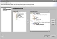 Figure 16-6 Cross Tab Cube Builder displaying two groups and a summary field