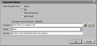 Figure 22-11 Hyperlink options for a URI