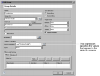 Figure 22-12 Edit Group with the default TOC item expression