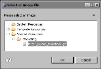 Figure 19-7 Choosing a thumbnail image from shared resources