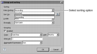 Figure 15-3 Selecting a sorting option and enabling grouping