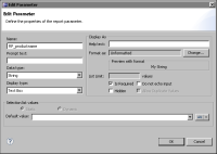 Figure 16-12 Property settings for a report parameter