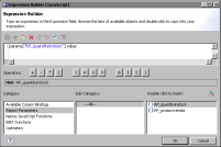 Figure 11-5 Using the expression builder to select a report parameter