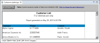Figure 1-1 Report listing customer names, phone numbers, and contacts