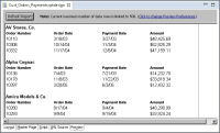 Figure 12-1 Customers master report including order and payment subreports