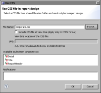 Figure 6-9 Use CSS showing the selected CSS file and its styles